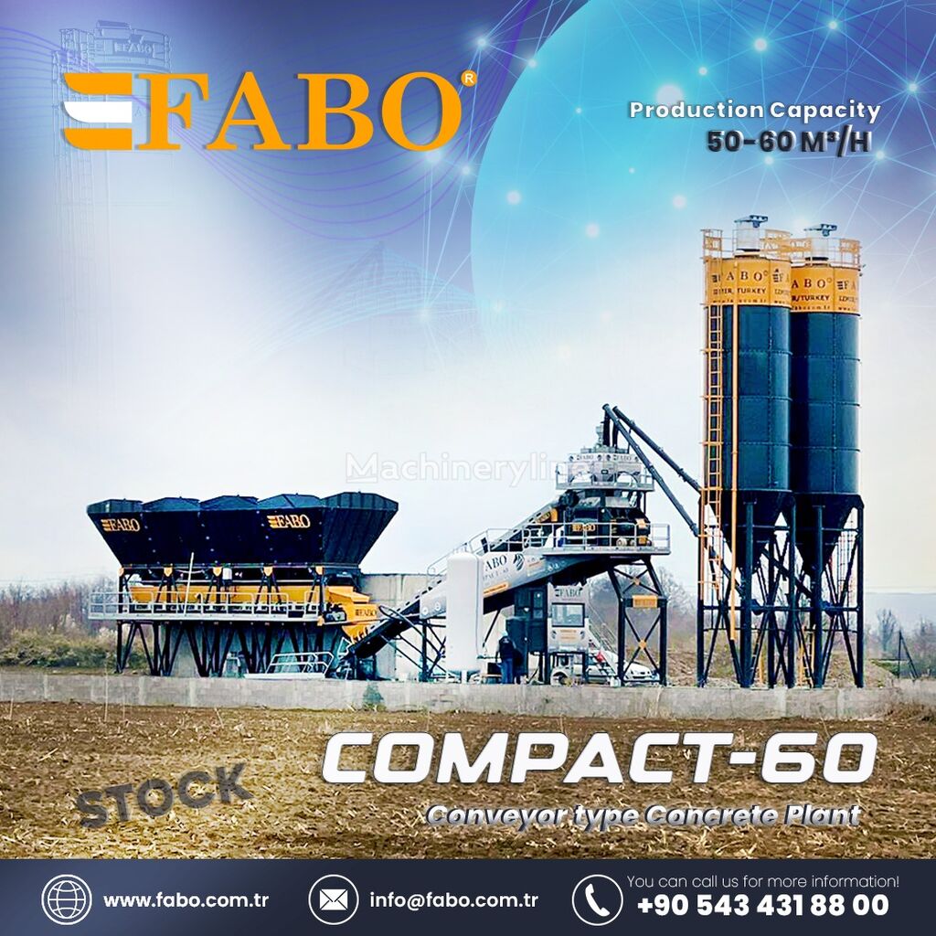 new FABO SKIP SYSTEM CONCRETE BATCHING PLANT | 60m3/h Capacity | STOCK concrete plant